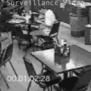 Black and white security video still