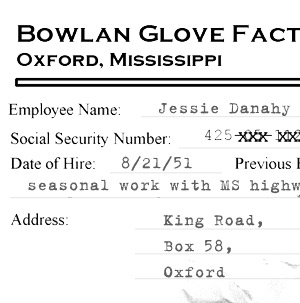 Jessie Danahy Bowlan Glove personnel file