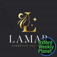 Lamar Cosmetics magnolia blossom logo with the Oxford Weekly Planet logo in the foreground