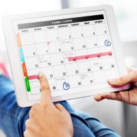 Digital calendar viewed on a tablet device