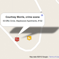 Excerpt of a map showing the location of Courtney's apartment