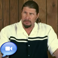 Rough-looking man with dark hair, mustache and goatee