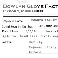 Excerpt of Howard Hadley's Bowlan Glove personnel file