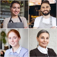 Collage of smiling people