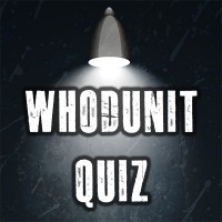 Overhead lamp in black and white with the words "Whodunit Quiz"
