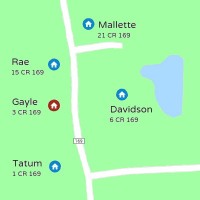 Map showing residences near the Gayle home