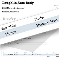 Excerpt of an invoice from Laughlin Auto Body shop
