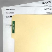 Invoices found in file at victim's residence