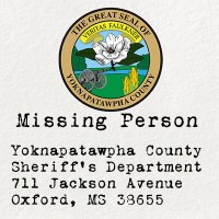 Seal of Yoknapatawpha County with the label 'Missing Persons Report'