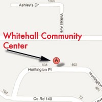 Map excerpt highlighting the Whitehall Community Center location