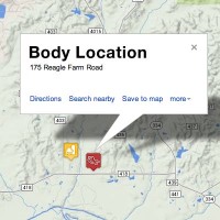 Excerpt of a map showing where the body was found