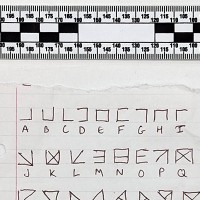 Excerpt of a key to decipher coded text