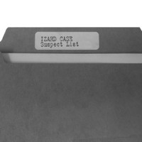 File folder with the label 'Izard case suspect list'