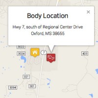 Excerpt of a map showing where the body was found
