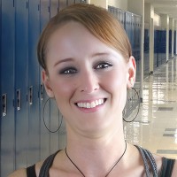 Smiling woman with blonde hair