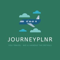 JourneyPlnr logo with an airplane flying through scattered clouds