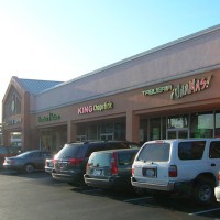 Series of shops in a strip mall