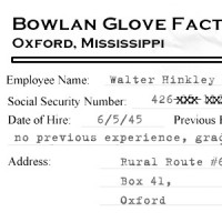 Excerpt of Walter Hinkley's Bowlan Glove personnel file