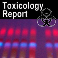 Close-up of a lab image with the title "Toxicology Report"