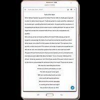 Mobile tablet with text on the screen