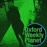 Night vision security video still with the Oxford Weekly Planet logo in the foreground