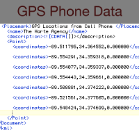 Victim's locations Victim's cell phone GPS data for the week before her murder