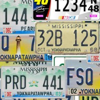 Collage of vehicle license plates