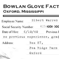 Excerpt of Elbert Warren's Bowlan Glove personnel file