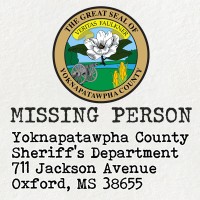 Seal of Yoknapatawpha County with the label 'Missing Persons Report'