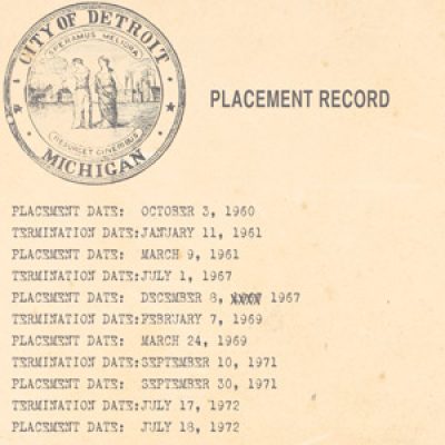 Social Services placement record