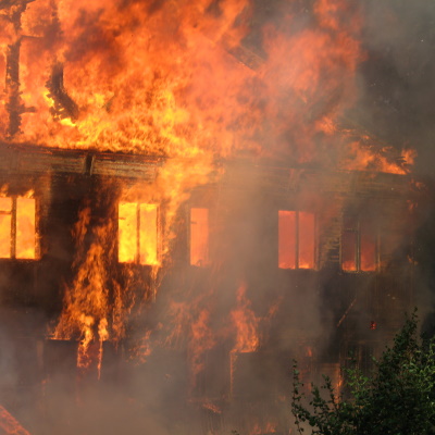 House consumed by flames