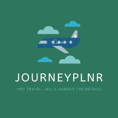 JourneyPlnr logo with an airplane flying through scattered clouds