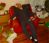 dead man amid Christmas decorations