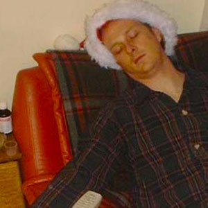 Dead man with Christmas tree