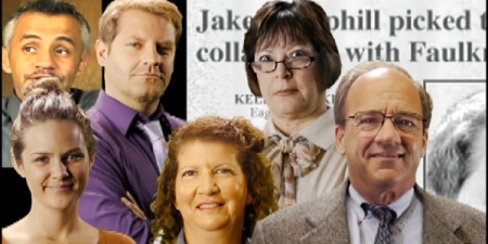 Collage of some of Douglas Reed's co-workers who could be potential suspects in his murder