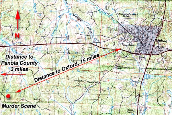 Map showing the lodge location relative to the City of Oxford