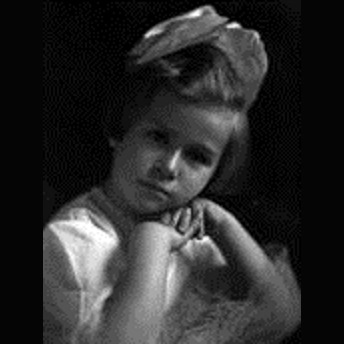 Black & white photo of a young dark-haired girl