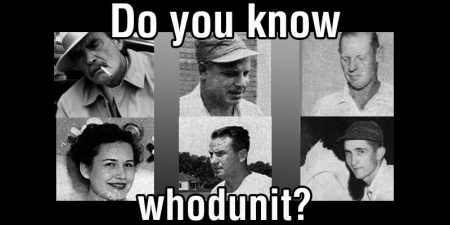 Collage of old black-and-white photos of people involved in the original investigation into the Izard case