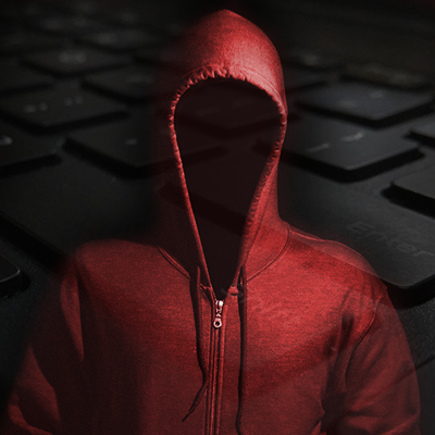 Faceless person in a red hoodie