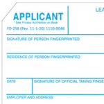 FD-258 Fingerprint Cards, Applicant