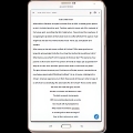 Mobile tablet with text on the screen