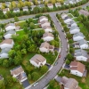 Bird's-eye view of a suburban neighborhood