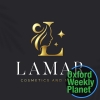 Lamar Cosmetics magnolia blossom logo with the Oxford Weekly Planet logo in the foreground