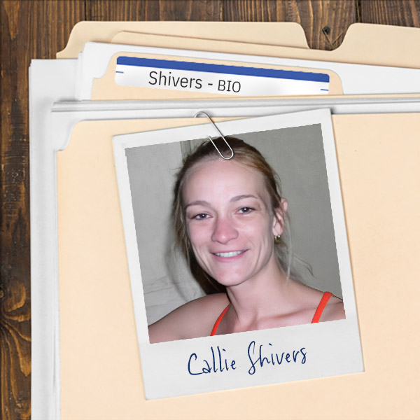 We see a file folder on a desk. Clipped to the folder is a picture of a young woman with long blonde hair