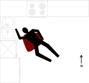 a picture of an illustration showing a body and a pool of blood beneath them.