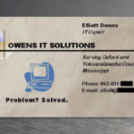 A picture of a detailed business card
