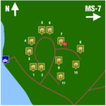 a picture of a map with cabins