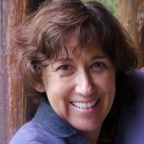 Smiling woman with short dark hair