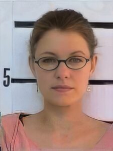 Young woman with blonde hair and glasses