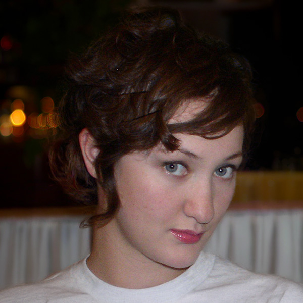 Young woman with short dark hair